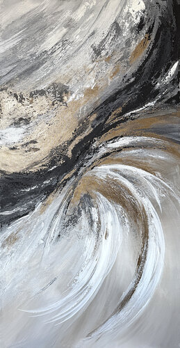 Whirlwind Energy. Golden Grey Black Beige di Tatiana Malinovscaia, Pittura in vendita su Singulart