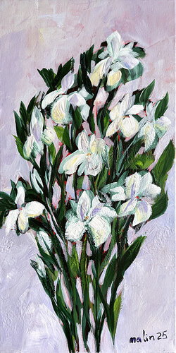 Irises at Dawn de Tatiana Malinovscaia, Pintura a la venta en Singulart