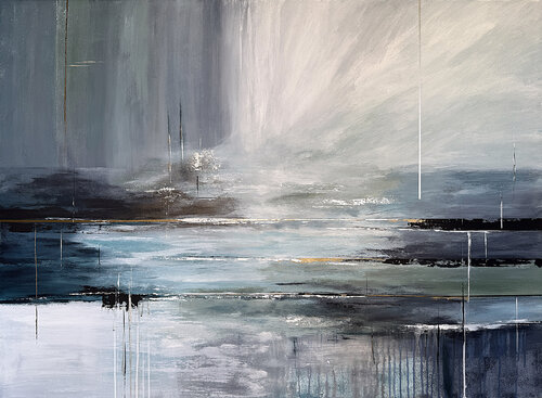 Whisper of the Tides. Large Abstract Ocean van Tatiana Malinovscaia, Schilderij te koop op Singulart