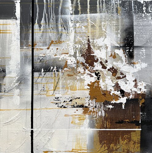 Shadows of Time. Ochre black white par Tatiana Malinovscaia, Peinture en vente sur Singulart