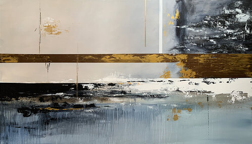 Intersection of Reflections golden bronze accents by Tatiana Malinovscaia, Painting for Sale on Singulart