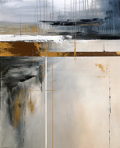 Twilight Melodies II.  Brown gray-blue hues par Tatiana Malinovscaia, Peinture en vente sur Singulart