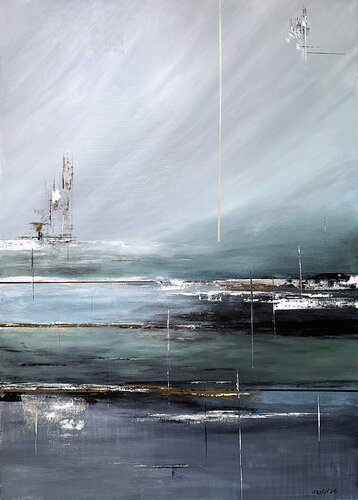 Tide Remains. Large Abstract Ocean par Tatiana Malinovscaia, Peinture en vente sur Singulart