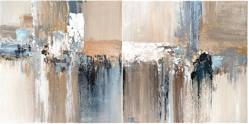 Echoes of Light. Golden rhythm industrial harmony movement Gold Neutral Beige Gray SET diptych par Tatiana Malinovscaia, Peinture en vente sur Singulart