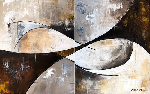 Traces of Connection. modern diptych. by Tatiana Malinovscaia, 絵画 for Sale on Singulart