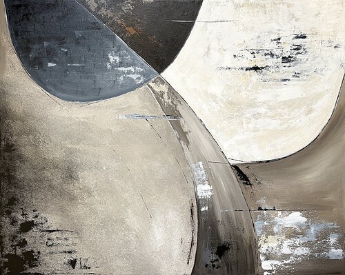 Silent Curves geometry ivory beige grey umber di Tatiana Malinovscaia, Pittura in vendita su Singulart