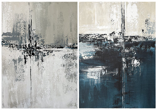 Shades of Indigo diptych set van Tatiana Malinovscaia, Schilderij te koop op Singulart