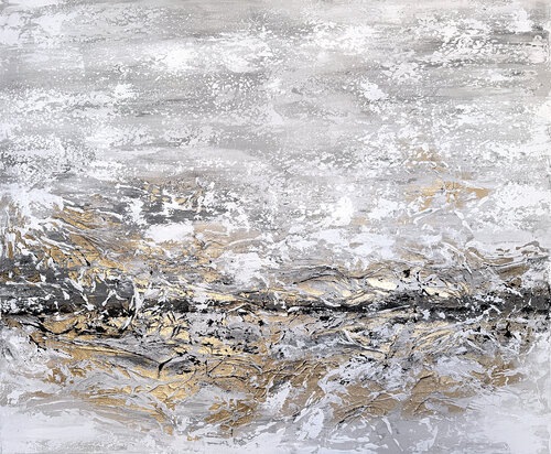 Large Textured Abstract Painting with Gold – 110x90 cm Acrylic on Canvas, Ready to Hang par Tatiana Malinovscaia, Peinture en vente sur Singulart