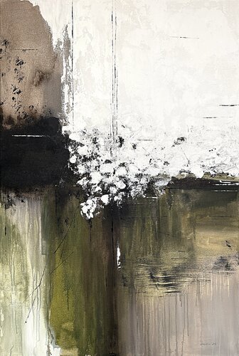 Moss and Mist, Earthy Greens par Tatiana Malinovscaia, Peinture en vente sur Singulart