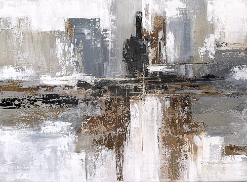 Whispers of Stone and Sand – Textured Acrylic in Warm Neutrals. Modern,  Minimalist par Tatiana Malinovscaia, Peinture en vente sur Singulart
