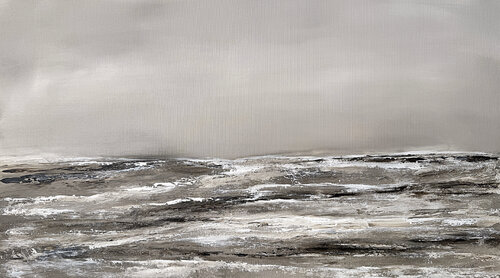 Silent Breath of the Horizon. abstract soft brown and beige hues Painting par Tatiana Malinovscaia, Peinture en vente sur Singulart