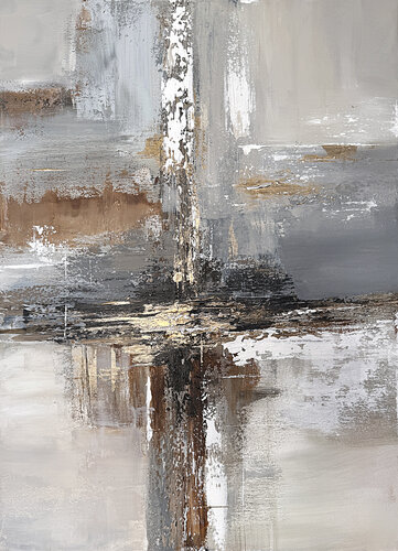 Golden Horizon & Ashen Depths.Minimalist van Tatiana Malinovscaia, Schilderij te koop op Singulart