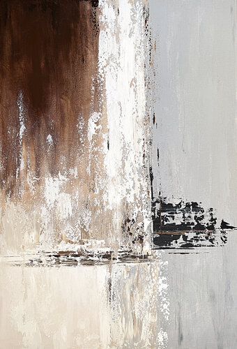 Large Abstract Painting in Earth Tones – Modern Brown, Beige and Grey Acrylic Canvas 80x120cm by Tatiana Malinovscaia, 絵画 for Sale on Singulart