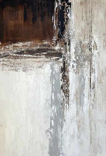 Traces of Time – Large Neutral Abstract Acrylic Painting in Beige & brown Tones par Tatiana Malinovscaia, Peinture en vente sur Singulart