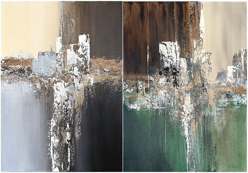 Earthbound Reflections. Neutral Green set van Tatiana Malinovscaia, Schilderij te koop op Singulart