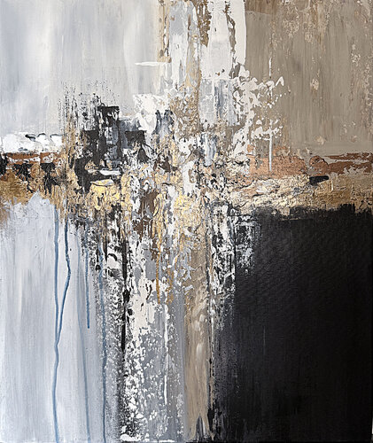 Golden Contrast.Minimalist par Tatiana Malinovscaia, Peinture en vente sur Singulart