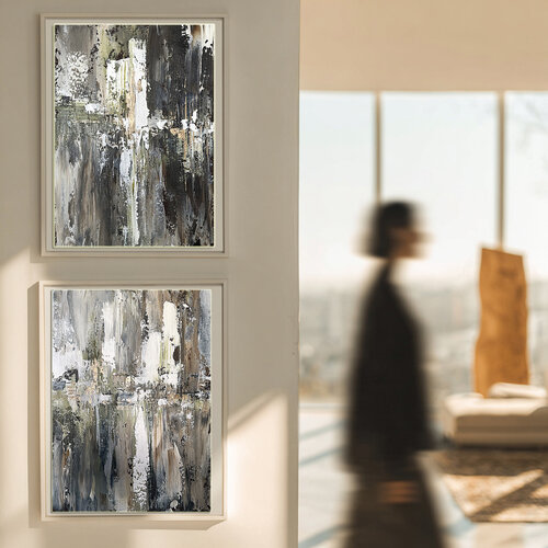 Rhythm of Stillness set– Golden Horizons Series par Tatiana Malinovscaia, Peinture en vente sur Singulart