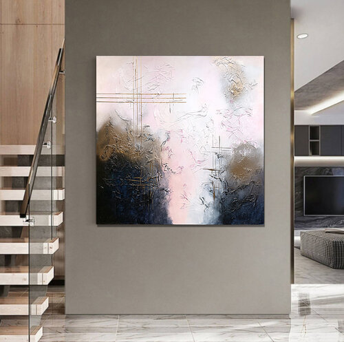 Auric Veil Pink Gold Navy de Tatiana Malinovscaia, Pintura a la venta en Singulart