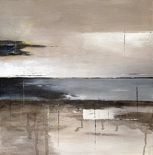 Softened Lines of the Earth . charcoal grey, layered neutrals, warm earth tones par Tatiana Malinovscaia, Peinture en vente sur Singulart