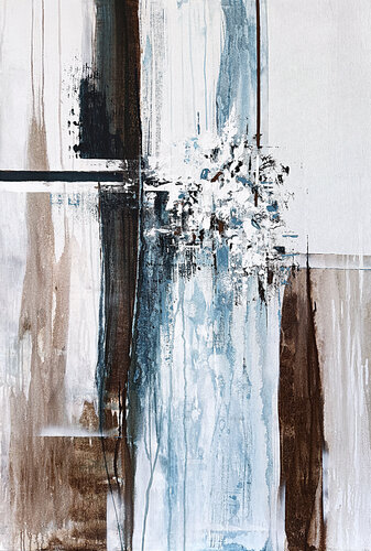 Aligned Tension – Large Abstract Painting, Contemporary Neutral Acrylic Art, Textured Modern Wall Artwork by Tatiana Malinovscaia, 油畫 for Sale on Singulart