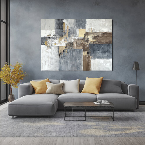 Architectural Driftlines. Large Landscape Gold Neutral Beige Gray by Tatiana Malinovscaia, Painting for Sale on Singulart