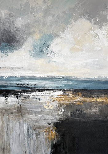 Drift of Light – Large Vertical Contemporary Abstract Seascape by Tatiana Malinovscaia, Painting for Sale on Singulart