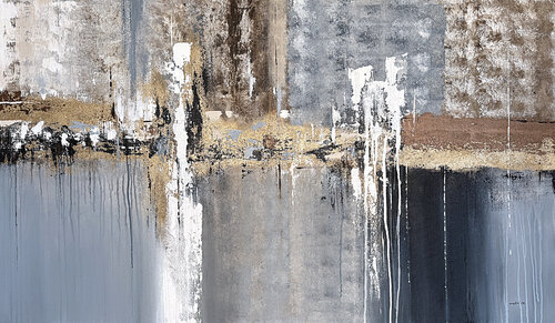 Golden Meridian. Large Landscape Gold Neutral Beige Gray van Tatiana Malinovscaia, Schilderij te koop op Singulart