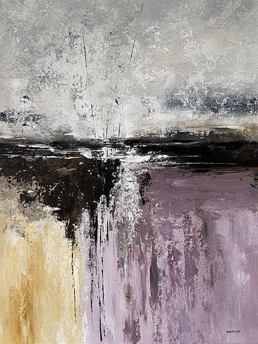Muted Light Over Earth and Violet-Beige Violet Abstract Painting, Modern Neutral Wall Art, Textured Acrylic Canvas par Tatiana Malinovscaia, Peinture en vente sur Singulart