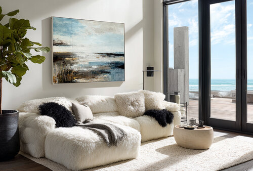 Coastal Veil of Light | Large Coastal Abstract Painting 120x90 cm by Tatiana Malinovscaia, Painting for Sale on Singulart