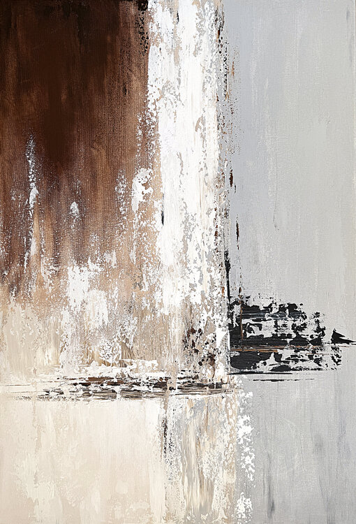 Large Abstract Painting in Earth Tones – Modern Brown, Beige and Grey Acrylic Canvas 80x120cm Tatiana Malinovscaia