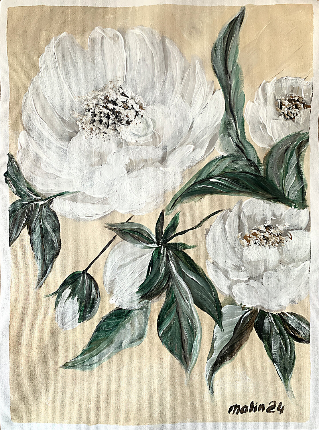 White Gentle peonies Tatiana Malinovscaia