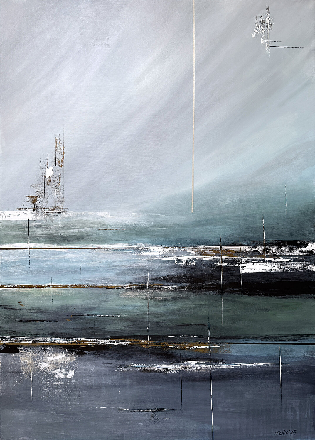 Tide Remains. Large Abstract Ocean Tatiana Malinovscaia Origineel schilderij te koop