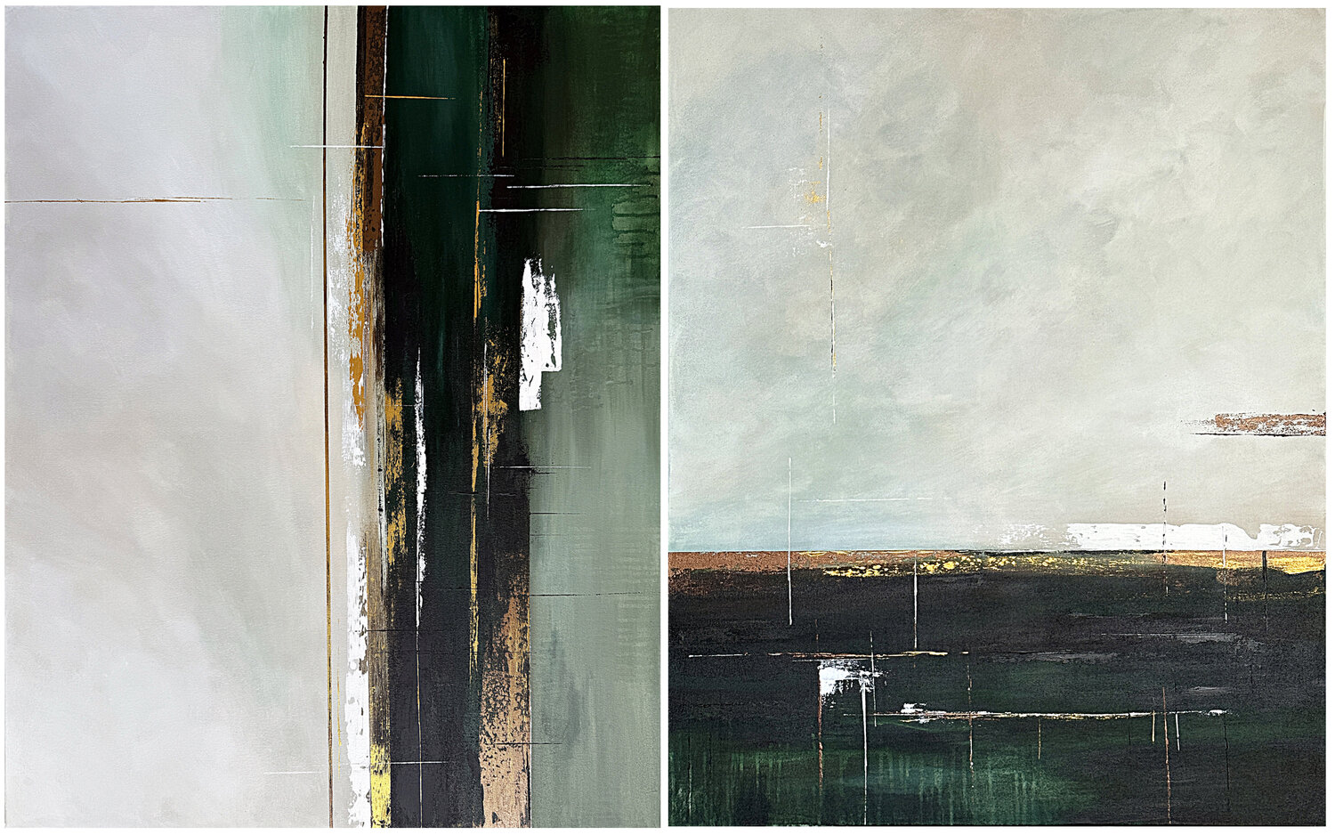 Where Silence Begins set diptych Tatiana Malinovscaia Originalgemälde zu verkaufen