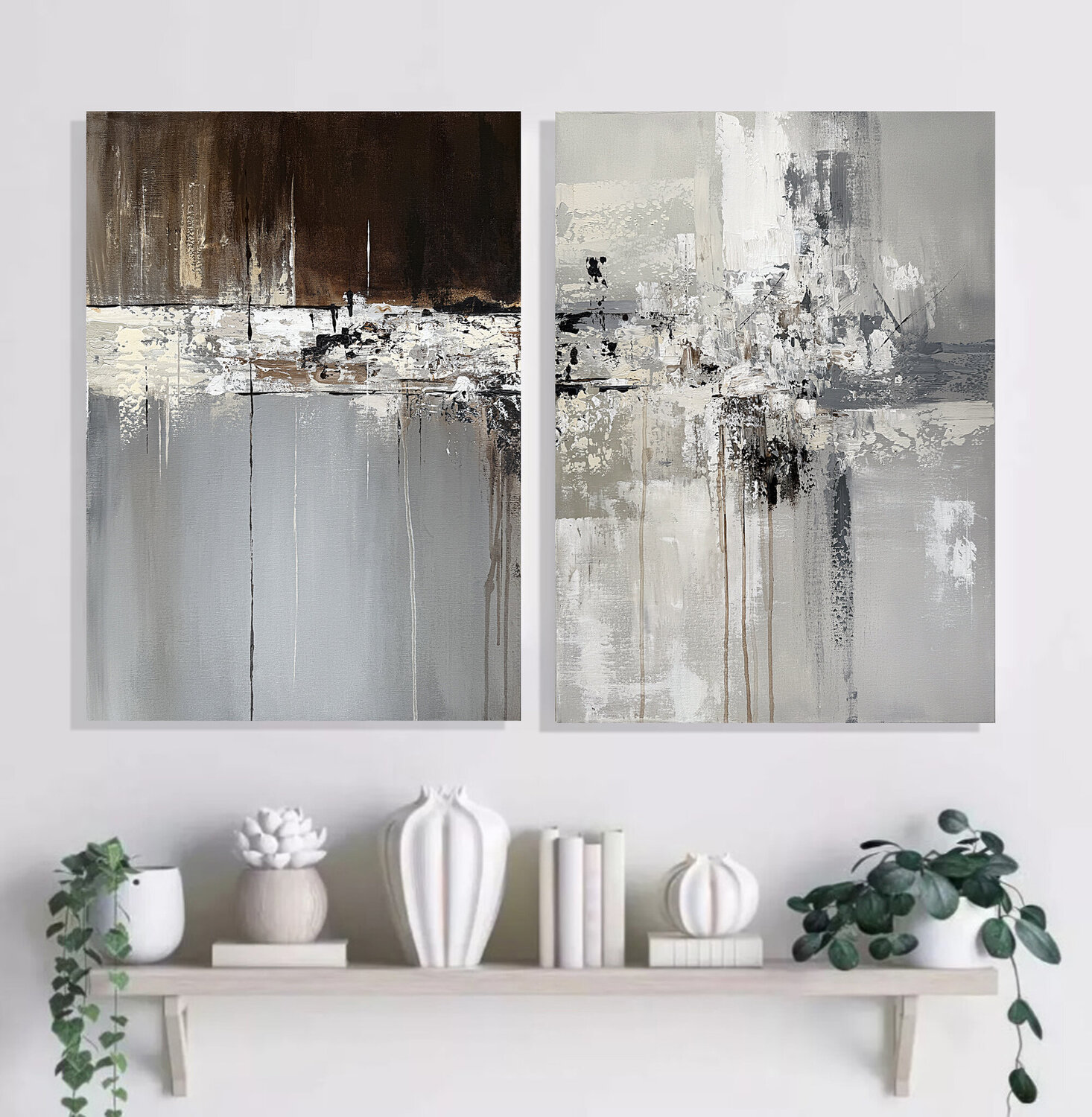 Urban Echoes, diptych set Tatiana Malinovscaia Originalgemälde zu verkaufen