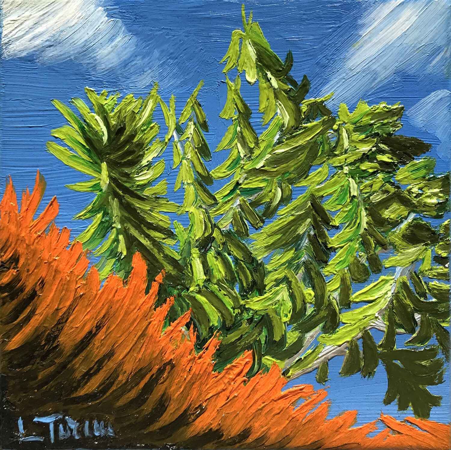 Foglie verdi al vento Lorenzo Turini Origineel schilderij te koop