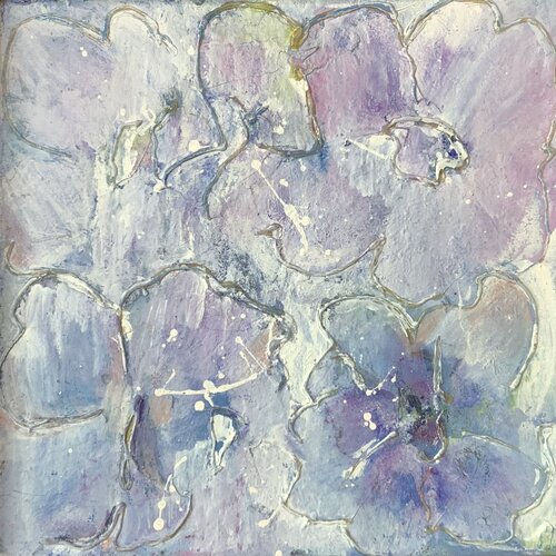 Hortensien (Bild im HOLZRAHMEN) van Suzan Reichert, Schilderij te koop op Singulart