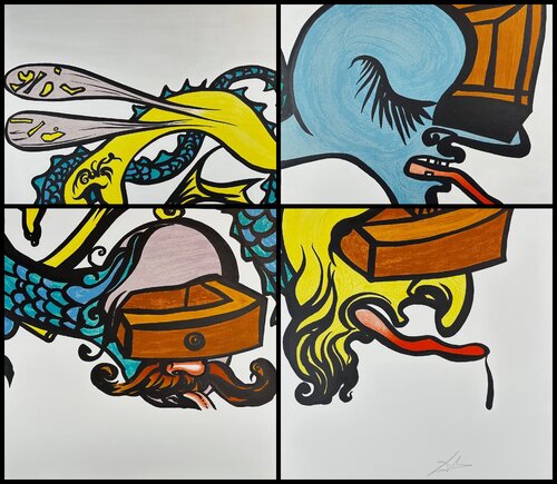 Vitraux in Four Sheets Puzzle of Life by Salvador Dalí, Print for Sale on Singulart