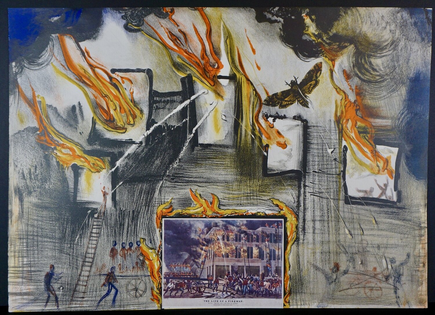 Currier & Ives Fire! Fire! Fire! Salvador Dalí Édition à vendre