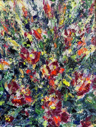 Floral Abstract In Emerald Green by Natalia Kutova, Painting for Sale on Singulart