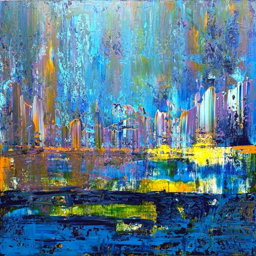 Idyllic City Echos van Driss Dahhan, Schilderij te koop op Singulart