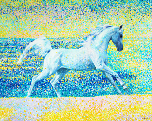 Sun splashes. Golden sand. Horse series von Andrei Sitsko, Malerei kaufen auf Singulart