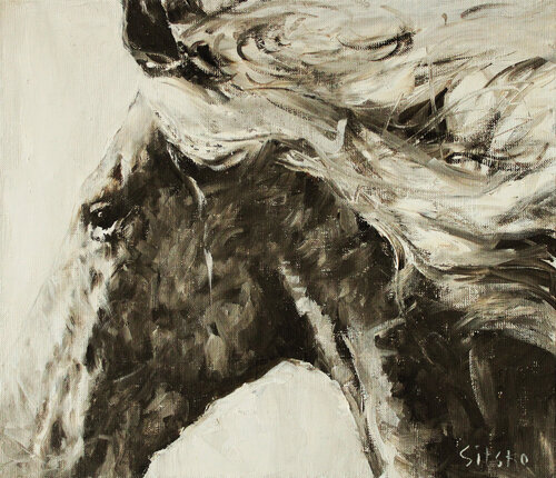 Black and White VI. Horse series van Andrei Sitsko, Schilderij te koop op Singulart