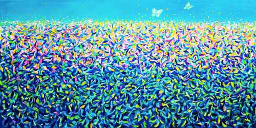 Abstract. Butterflies in the garden. van Andrei Sitsko, Schilderij te koop op Singulart