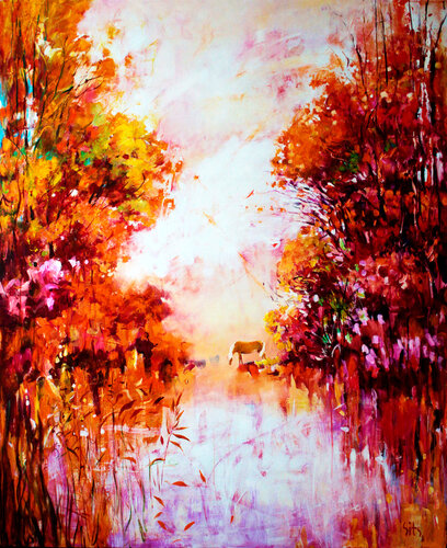 Trees by the Water III de Andrei Sitsko, Pintura a la venta en Singulart