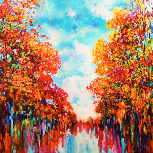 Trees by the Water V van Andrei Sitsko, Schilderij te koop op Singulart