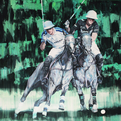 After the rain. Horse polo. par Andrei Sitsko, Peinture en vente sur Singulart