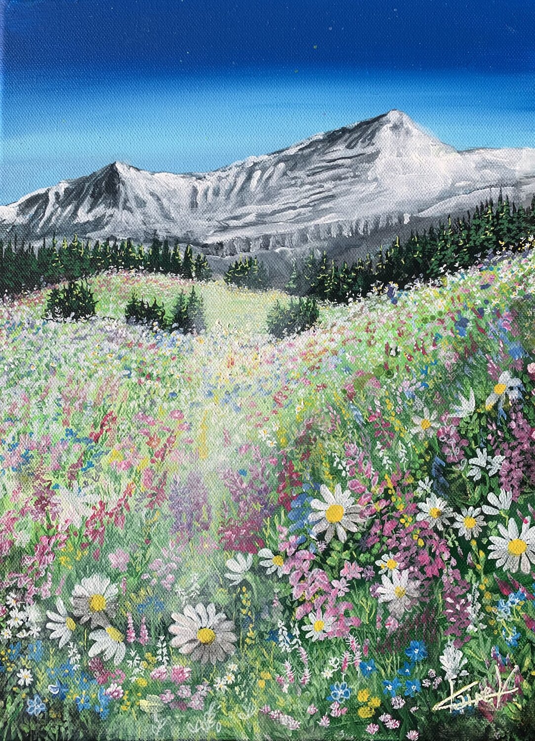 Le Mont Mounier au crépuscule Claire Morand Originalgemälde zu verkaufen