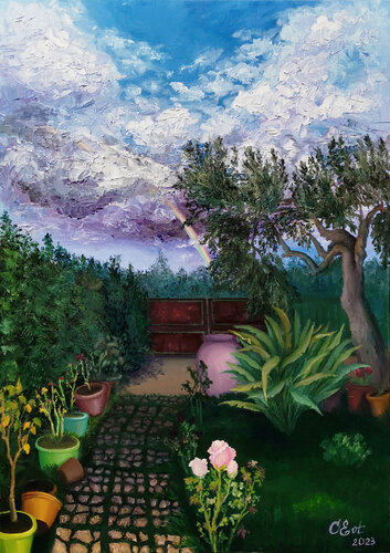 Rainbow. Sicily van Oksana Siciliana, Schilderij te koop op Singulart