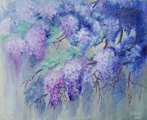 Spring will come. And the wisteria will blossom again van Oksana Siciliana, Schilderij te koop op Singulart