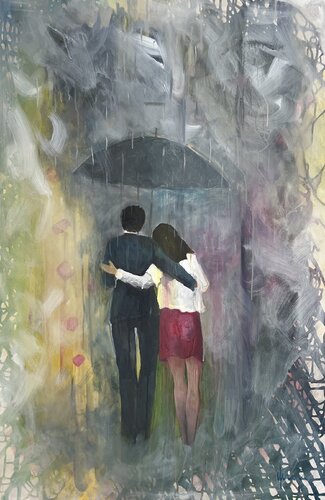 walking in the rain von Nicola Quici, Malerei kaufen auf Singulart